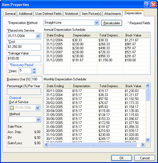 AssetManage calculates Annual & Monthly Depreciation Schedules