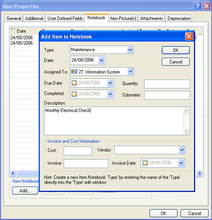 Keep track of Maintenance, Repairs and tasks associated with an asset