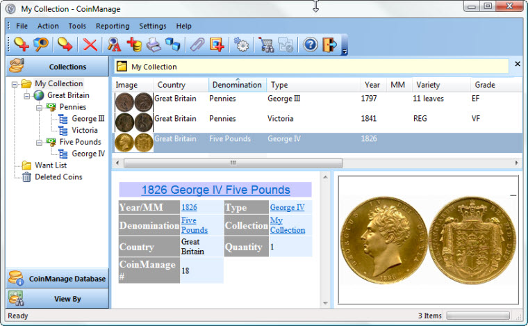 Screenshot of CoinManage UK 2003