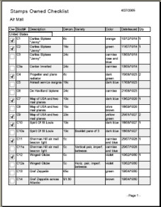 Stamp Checklist - StampManage Stamp Collecting Software