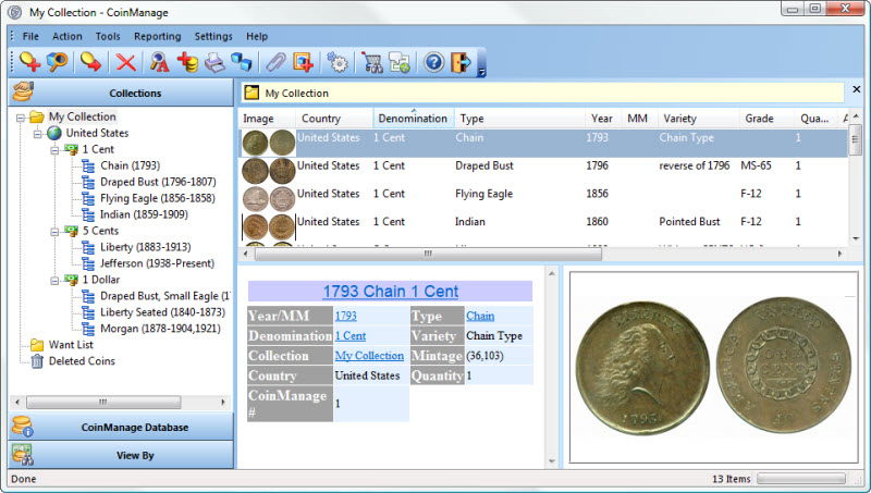 CoinManage USA Coin Collecting Software software