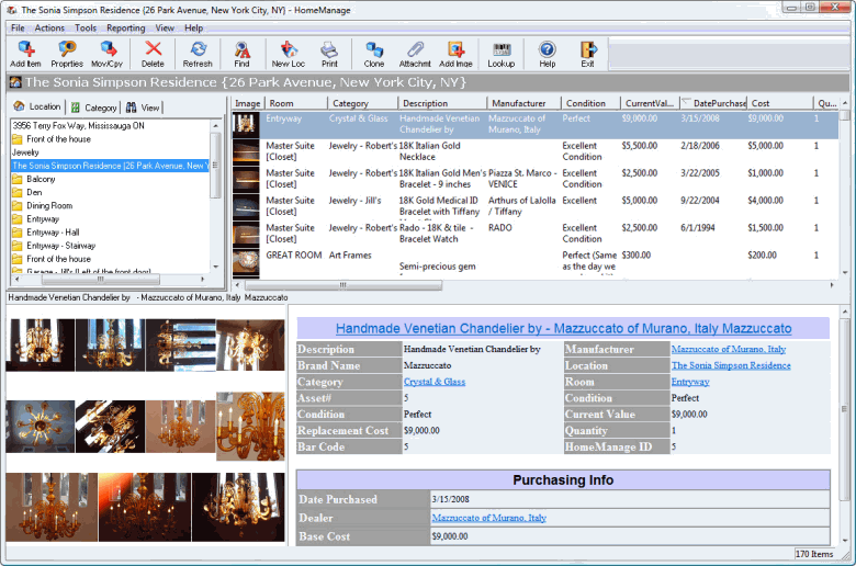 HomeManage Home Inventory Software screenshot