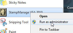 StampManage Run As Administator