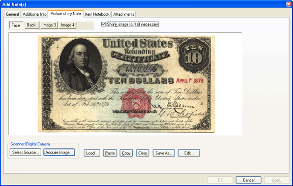Attach your Paper Money scans to each record