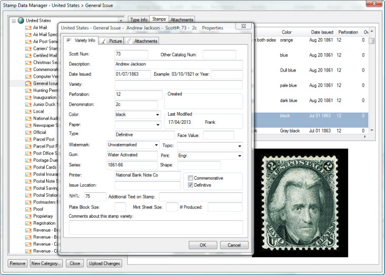 USA Stamp Database Editor